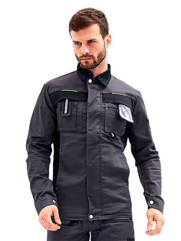 Куртка рабочая мужская летняя RONTA KR814 темно-серый, черный, лаймовый