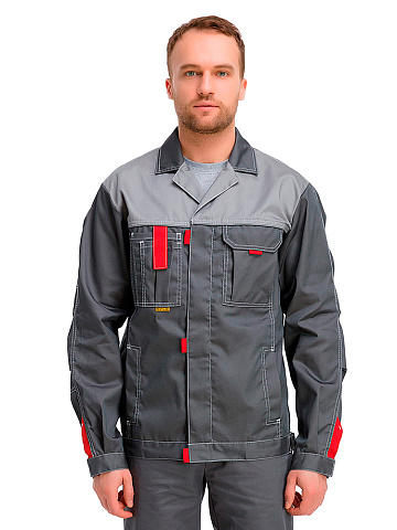 Куртка рабочая мужская летняя RONTA KR3080 темно-серый, светло-серый, красный
