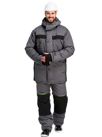 Костюм рабочий мужской утепленный зимний RONTA KS920 темно-серый, черный, лаймовый