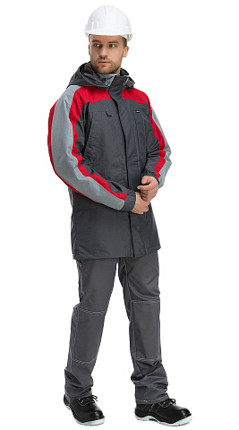 Куртка-ветровка рабочая мужская летняя Техноавиа "Реал" темно-серая, светло-серая, красная