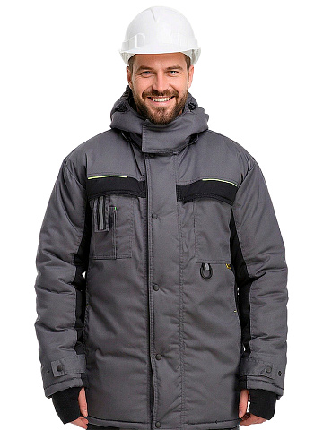 Куртка рабочая мужская зимняя утепленная RONTA KR920 темно-серая, черная, лаймовая