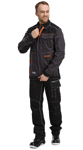 Куртка рабочая мужская летняя Техноавия "Стокгольм-Брик" темно-серый, черный, оранжевый Куртка рабочая мужская летняя Техноавия "Стокгольм-Брик" темно-серый, черный, оранжевый