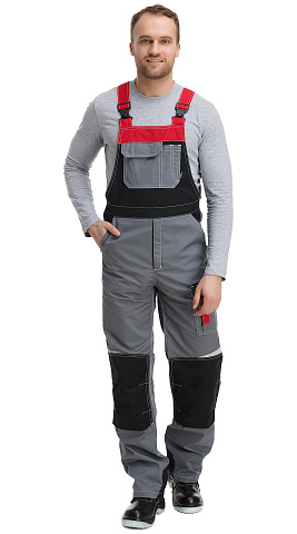 Полукомбинезон мужской летний Техноавиа "Мегаполис" светло-серый, серый, красный