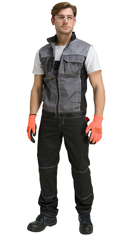 Жилет рабочий мужской летний RONTA JT3246 светло-серый, темно-серый, черный