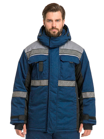 Куртка рабочая мужская зимняя утепленная RONTA KR585 с СОП темно-синяя, черная, серая