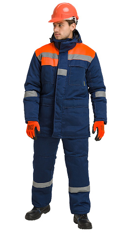Костюм рабочий мужской утепленный зимний RONTA KS241 темно-синий, оранжевый