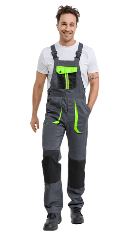 Полукомбинезон рабочий мужской летний RONTA PL818 темно-серый, черный, лаймовый