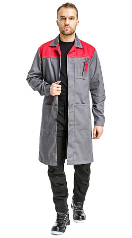 Халат рабочий мужской летний RONTA HL102 темно-серый, красный