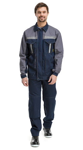 Костюм рабочий мужской летний RONTA KS804 с брюками темно-синий, серый
