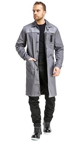 Халат рабочий мужской летний RONTA HL102 темно-серый, светло-серый/черный