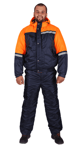 Костюм рабочий мужской зимний утепленный RONTA KS634 темно-синий, оранжевый